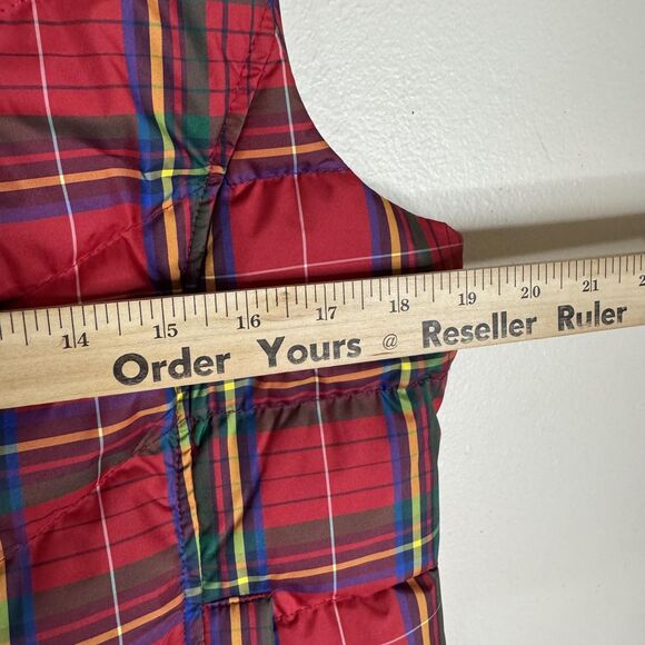 Lands' End Red Plaid Puffer Vest - Picture 7 of 10